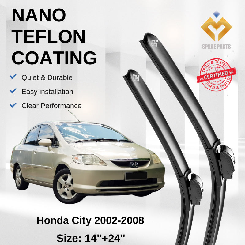 Honda City 2002-2014 Premium Quality Japan Tech Car Wiper Accessories 14"+24" Type 02 Free Microfibre Cloth
