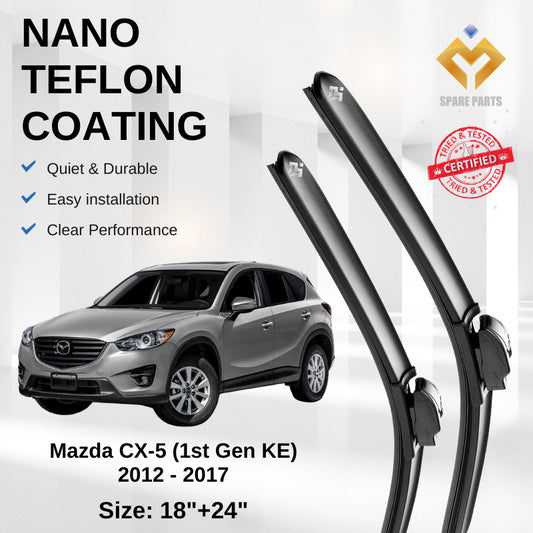 Mazda CX5 1st Gen Ke 2012 Premium Japan Tech Car Wiper Accessories 18”+24” Universal Hook–Includes Free Microfibre Cloth