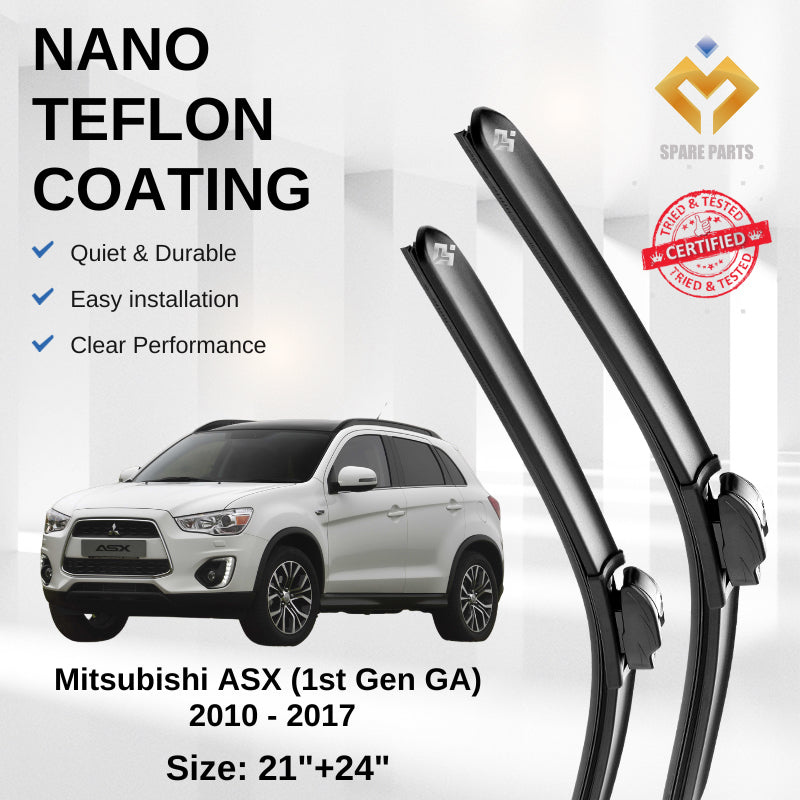 Mitsubishi ASX 1st Gen GA 2010 to 2017 Premium Japan Tech Car Wiper Accessories 21”+24”Universal Hook–Includes Free Gift