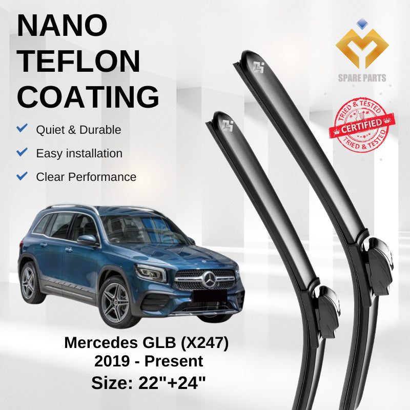 Mercedes GLB X247 2019-Present Premium Quality Japan Tech Car Wiper 1set 22"+24" Type 11 Clip-Includes Free Gift