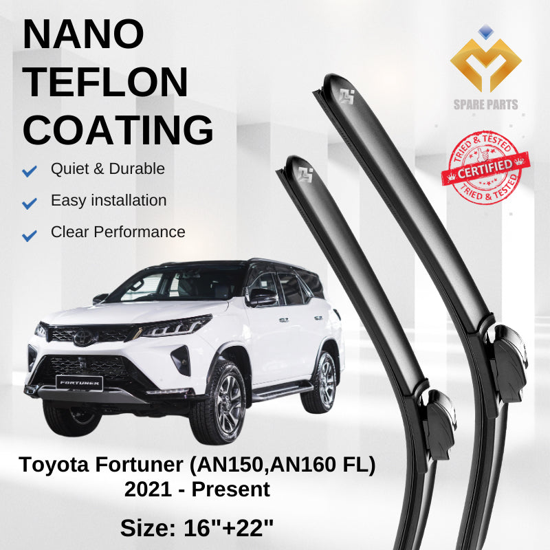 Toyota Fortuner Premium Quality Japan Nano Car Wiper 1set 16"+22" U Hook Free Microfibre Cloth