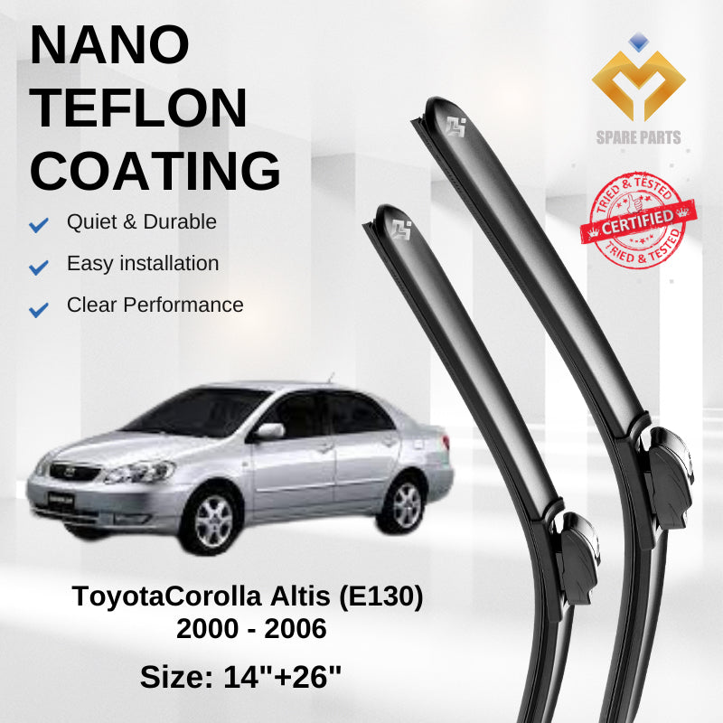 Toyota Corolla Altis Premium Japan Tech Car Wiper Accessories 14”+26” Universal Hook–Includes Free Microfibre Cloth!