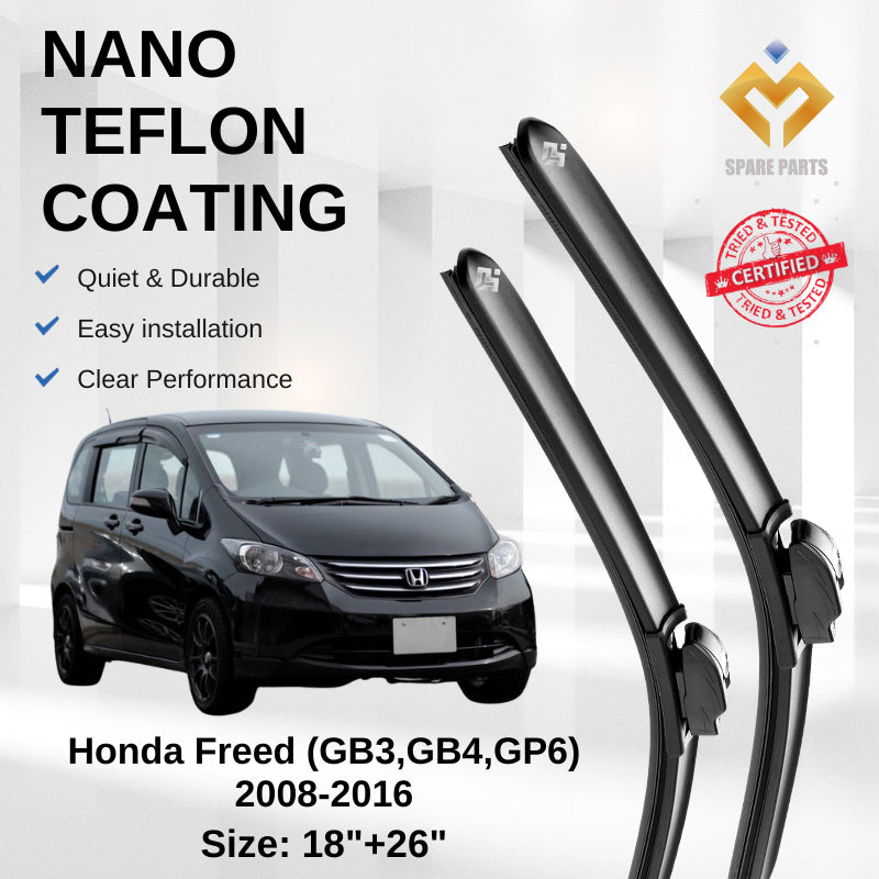 Honda Civic/Accord/Freed Premium Quality Japan Tech Car Wiper Set 18"+26" Universal Hook Free Microfibre Cloth