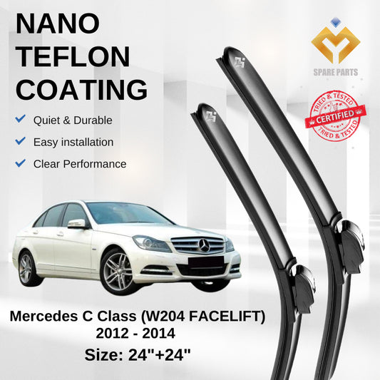Mercedes C Class W204 FACELIFT 2012 Premium Quality Japan Tech Car Wiper 1set 24"+24" Type 03/01 Free Microfibre Cloth