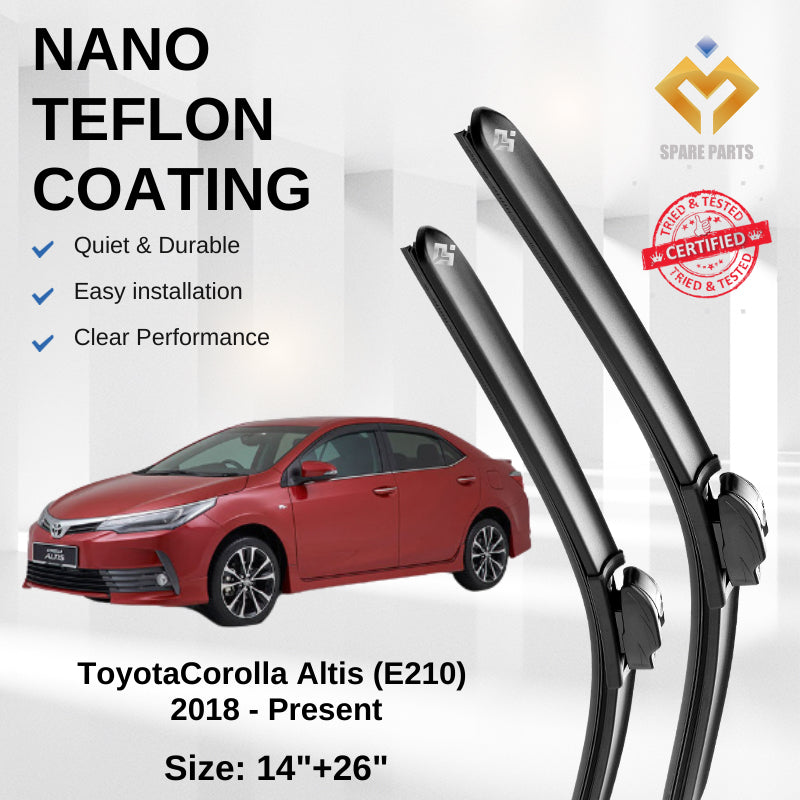 Toyota Corolla Altis Premium Japan Tech Car Wiper Accessories 14”+26” Universal Hook–Includes Free Microfibre Cloth!