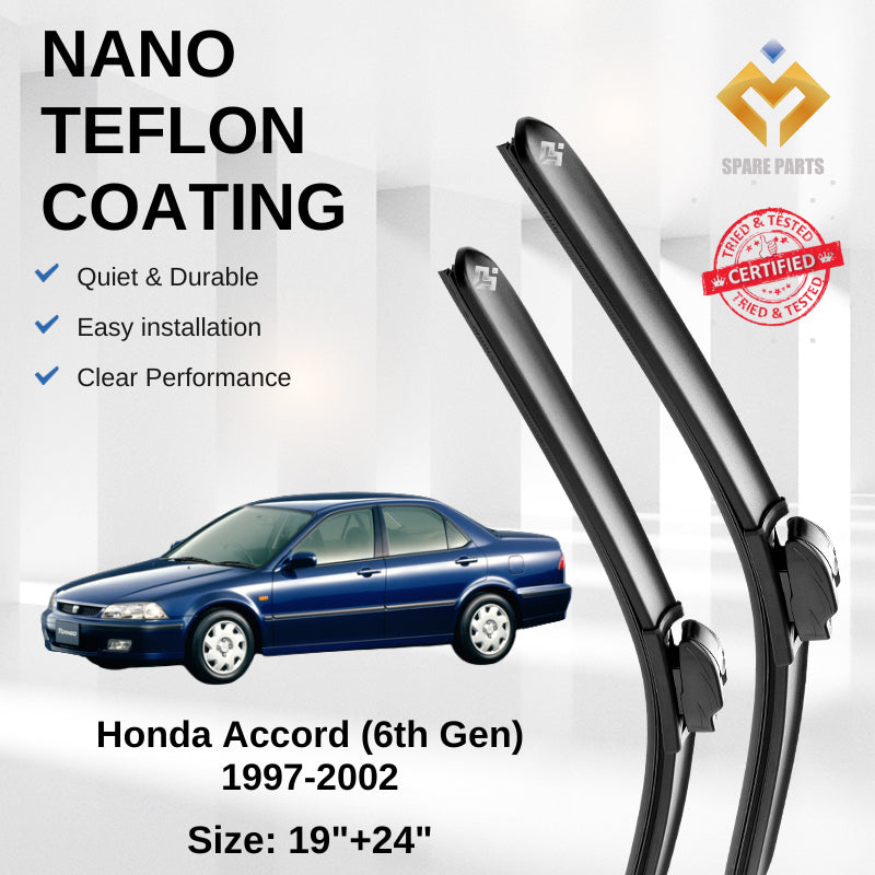 Honda Accord 1997-2002 Premium Quality Japan Tech Car Wiper 1set 19"+24" U Hook Free Microfibre Cloth