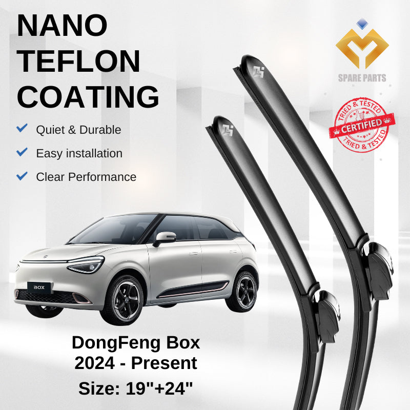 DongFeng Box (EV) 2024 - Present Premium Japan Tech Car Wiper Accessories 19”+24” Universal Hook–Includes Free Gift