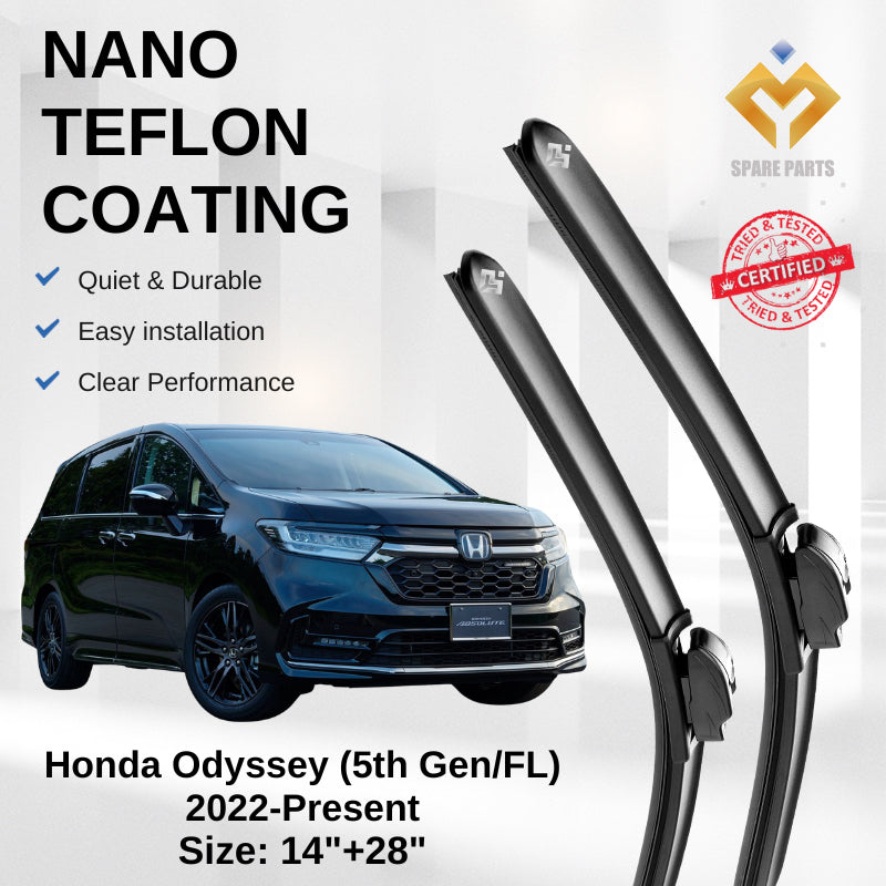 Honda Odyssey 3rd 5th Gen Premium Quality Japan Tech Car Wiper Accessories 14"+28" Universal Hook Free Microfibre Cloth