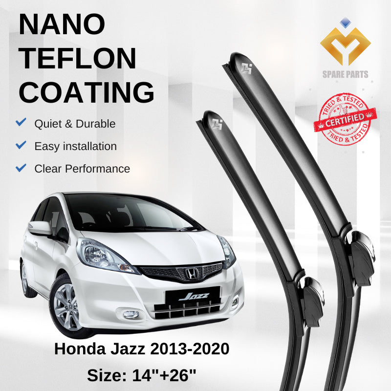 Honda Jazz 2007/2013 Premium Quality Japan Tech Car Wiper 1set 14"+26" U Hook Free Microfibre Cloth