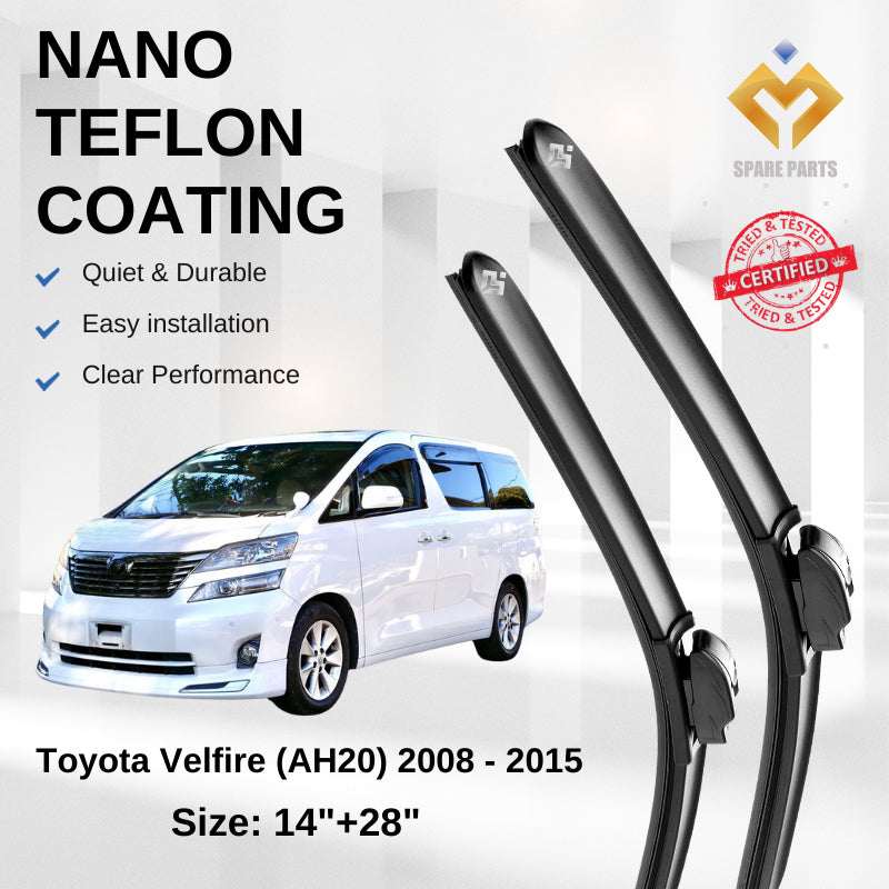 Toyota Velfire Alphard Premium Quality Japan Nano Car Wiper Accessories 14"+28" Universal Hook-Free Microfibre Cloth