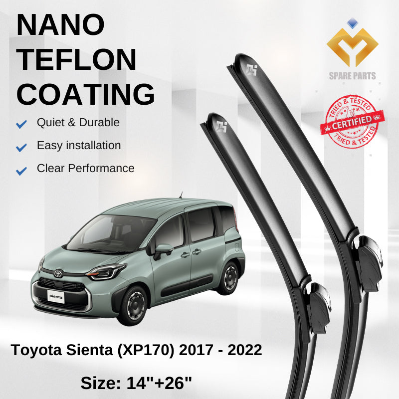 Toyota Sienta XP170 Premium Quality Japan Tech Car Wiper 1set 14"+26" Type 12 Clip Free Microfibre Cloth