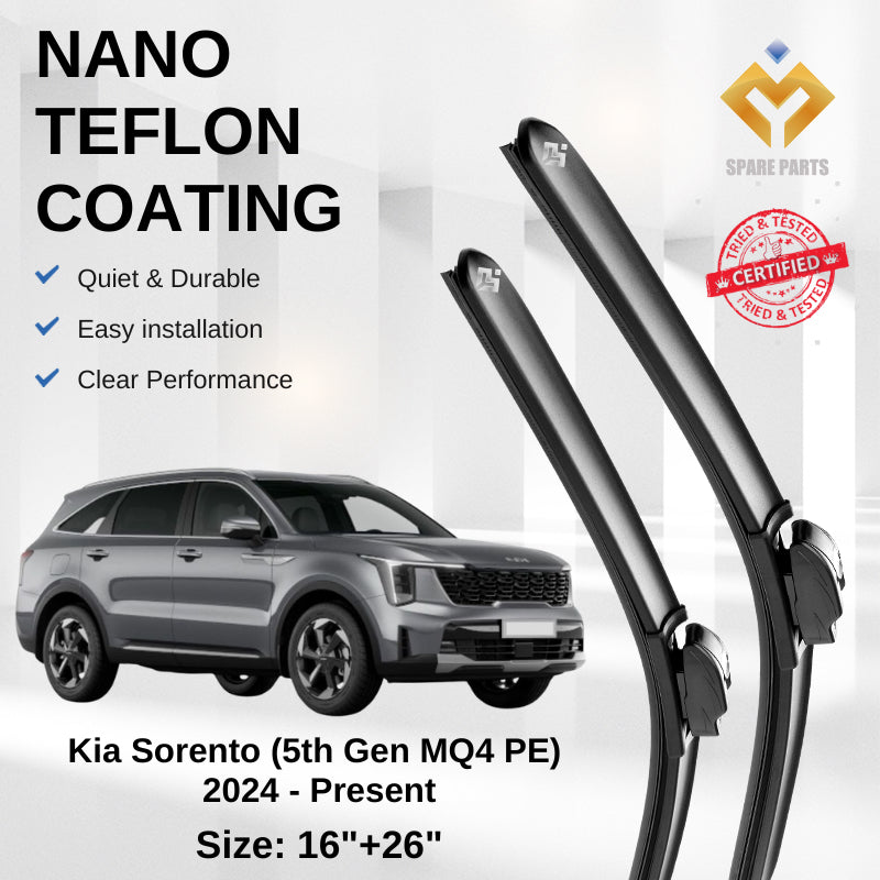 Kia Sorento MQ4 PE (5th Gen) 2024-Present Premium Japan Tech Car Wiper Accessories 16”+26” Type 02 Clip- Includes Gift!