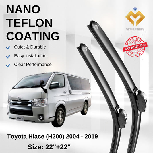 Toyota Hiace H200 Premium Quality Japan Tech Car Wiper 1set 22"+22" U Hook Free Microfibre Cloth