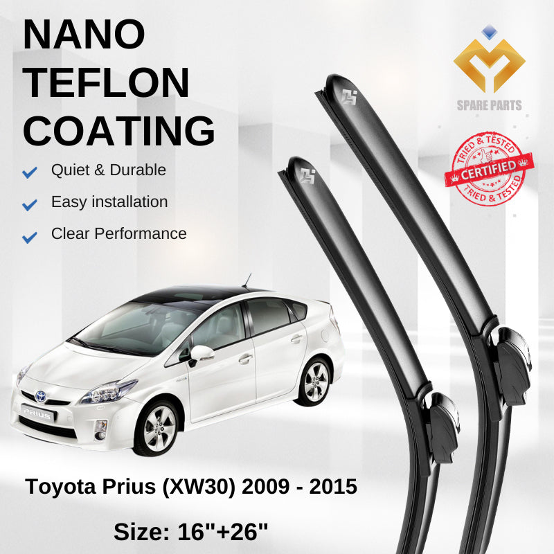 Toyota Prius XW30/XW50 Premium Quality Japan Nano Car Wiper 1set 16"+26" U Hook Free Microfibre Cloth