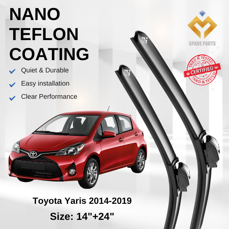 Toyota Yaris 2006-Present Premium Japan Tech Car Wiper Accessories 14”+24” Universal Hook–Includes Free Microfibre Cloth