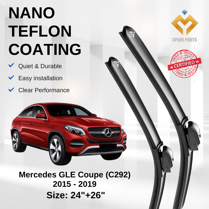 Mercedes GLE Class/Coupe W166/C292 Premium Quality Japan Tech Car Wiper 1set 23"+26" Type 01 Clip