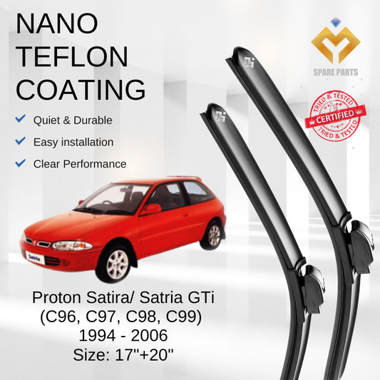 Proton Wira Arena SatiraGTI Putra Premium Quality Japan Tech Car Wiper 17"+20" Universal Hook Free Microfiber Cloth