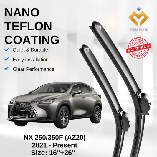 Lexus NX 250/350F AZ20 (2021-Present) Premium Japan Tech Car Wiper 16”+26” Type 01/12, Free Microfibre Cleaning Cloth