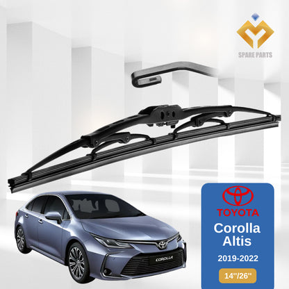 Toyota Corolla Altis 1set 14"+26"GradeA Premium Rubber Wiper Metal U Hook