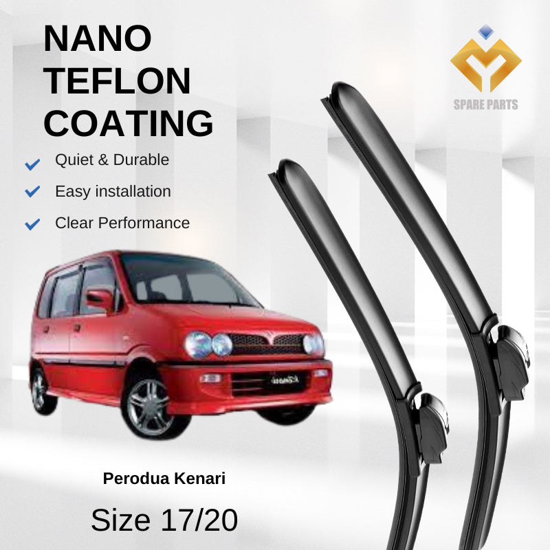 Perodua Myvi, Kenari Premium Quality Nano Car Wiper Accessories 17"+20" Universal Hook-Include Free Microfibre Cloth
