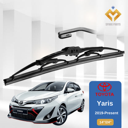 Toyota Yaris 2006 2014 2019 1set 14"+24"GradeA Premium Rubber Car Wiper Metal U hook