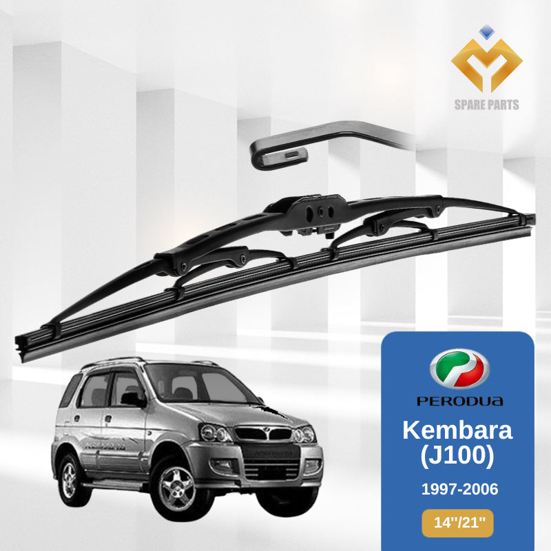 Perodua Axia/Bezza/Kembara 1 set 14"+21"GradeA U Hook Rubber Metal Wiper