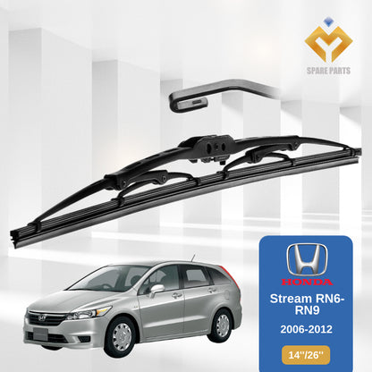 Honda Jazz 2007 2013 Stream 1set 14"+26"GradeA Premium Rubber Car Metal Wiper U Hook