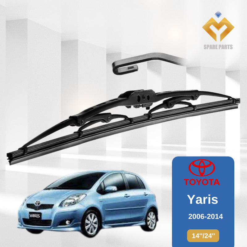 Toyota Yaris 2006 2014 2019 1set 14"+24"GradeA Premium Rubber Car Wiper Metal U hook