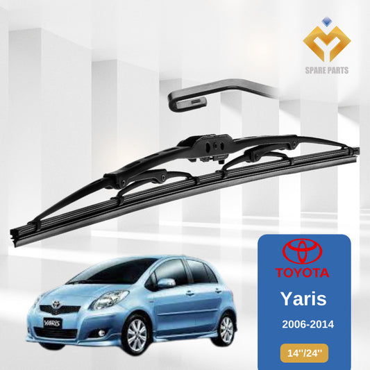 Toyota Yaris 2006 2014 2019 1set 14"+24"GradeA Premium Rubber Car Wiper Metal U hook