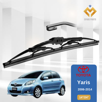 Toyota Yaris 2006 2014 2019 1set 14"+24"GradeA Premium Rubber Car Wiper Metal U hook