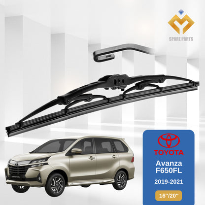 Toyota Avanza  F600 F650 FaceLift 1set 16"+20"GradeA Premium Rubber Car Wiper Metal U Hook