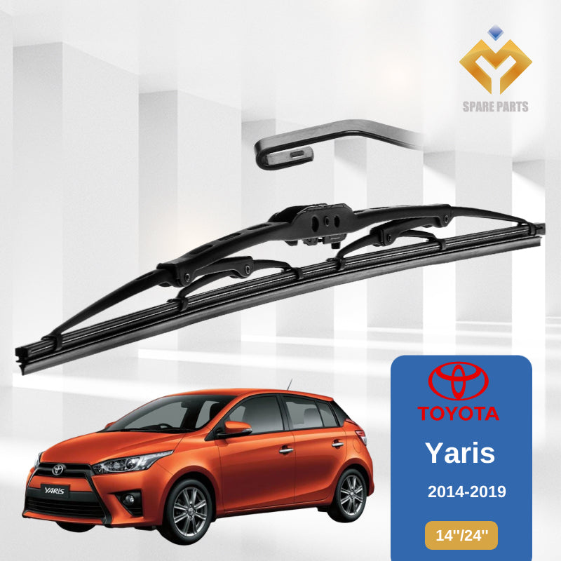 Toyota Yaris 2006 2014 2019 1set 14"+24"GradeA Premium Rubber Car Wiper Metal U hook