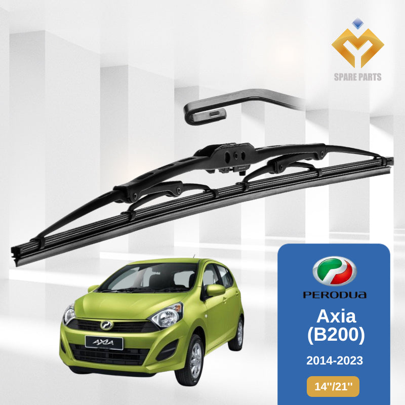 Perodua Axia/Bezza/Kembara 1 set 14"+21"GradeA U Hook Rubber Metal Wiper