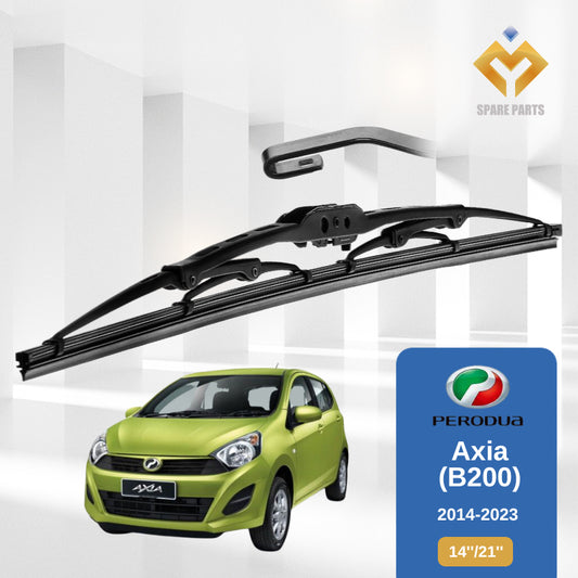 Perodua Axia/Bezza/Kembara 1 set 14"+21"GradeA U Hook Rubber Metal Wiper