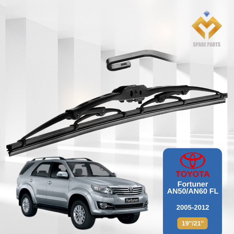 Toyota Fortuner AN50 AN60 FL Year 2005-2012 1set 19"+21" GradeA Premium Rubber Wiper Metal U Hook