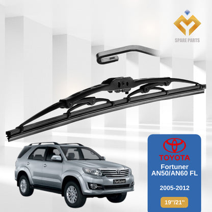 Toyota Fortuner AN50 AN60 FL Year 2005-2012 1set 19"+21" GradeA Premium Rubber Wiper Metal U Hook