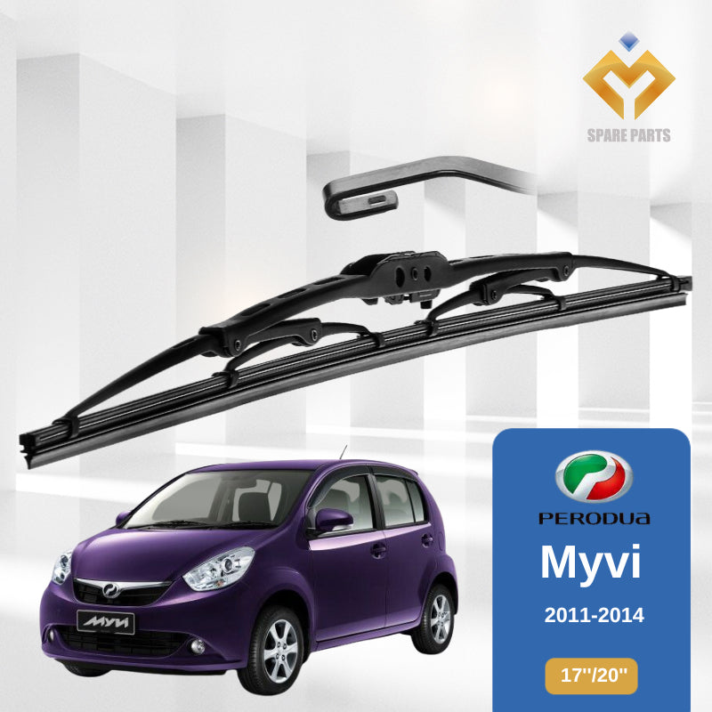 Perodua Myvi Kenari 1set 17"+20" GradeA Premium Rubber Japan Tech Metal Wiper Universal Hook