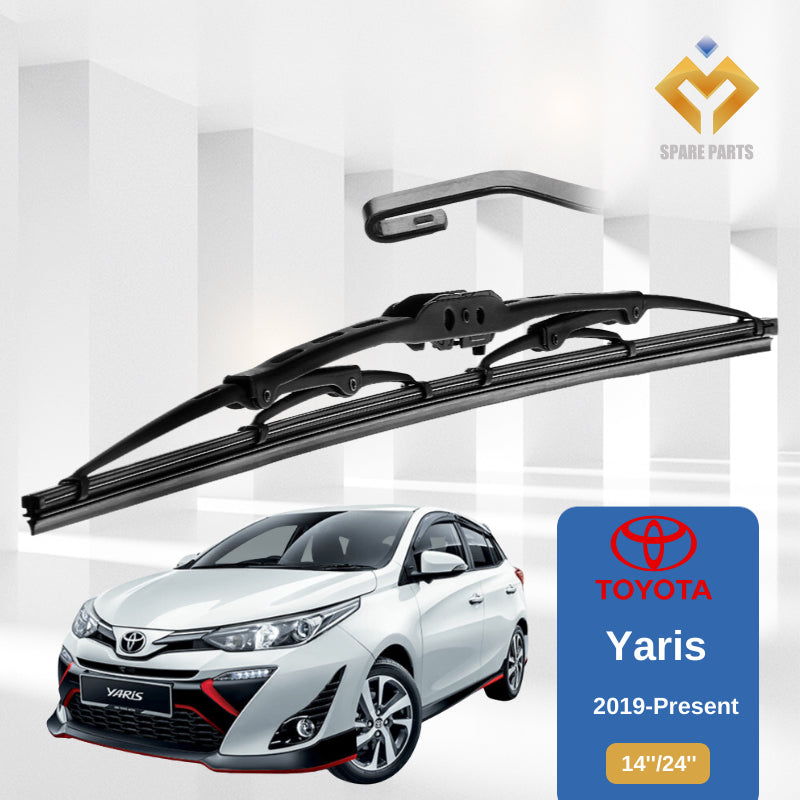 Toyota Yaris 2006 2014 2019 1set 14"+24"GradeA Premium Rubber Car Wiper Metal U hook
