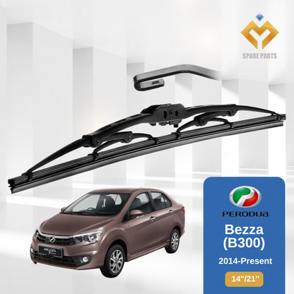 Perodua Axia/Bezza/Kembara 1 set 14"+21"GradeA U Hook Rubber Metal Wiper