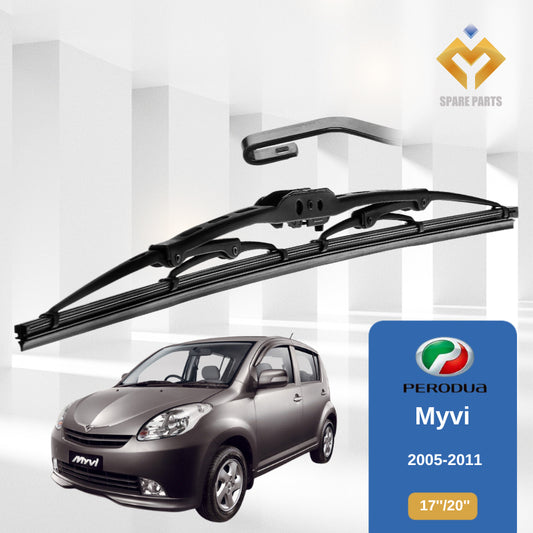 Perodua Myvi Kenari 1set 17"+20" GradeA Premium Rubber Japan Tech Metal Wiper Universal Hook
