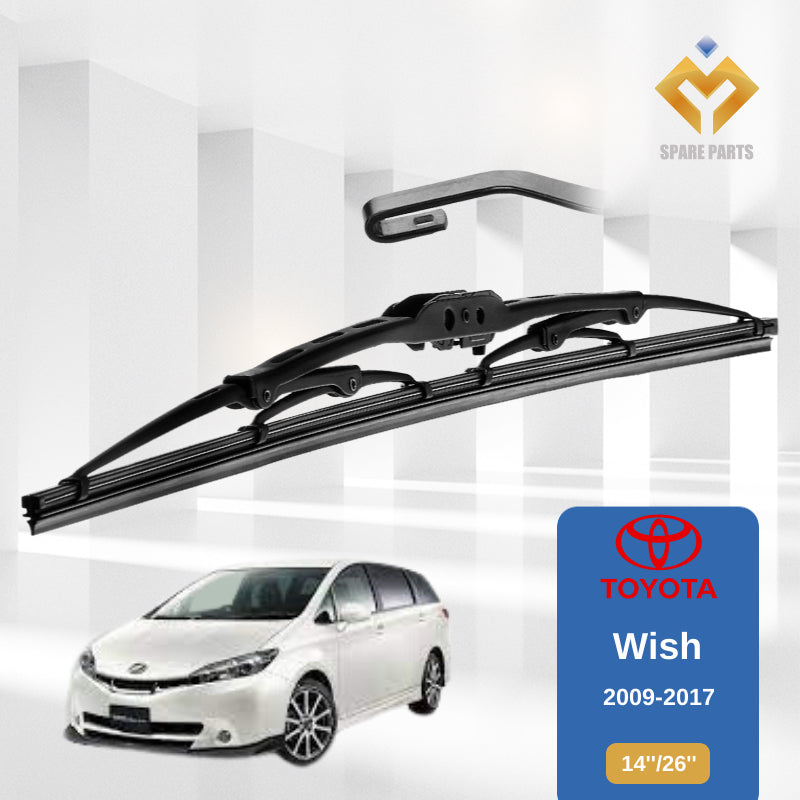 Toyota Wish PriusC 1set 14"+26"GradeA Premium Rubber Car Wiper Metal U Hook