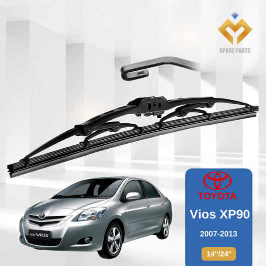 Toyota Vios 2007 2013 2023 1set 14"+24"GradeA Premium Rubber Car Wiper Metal U Hook