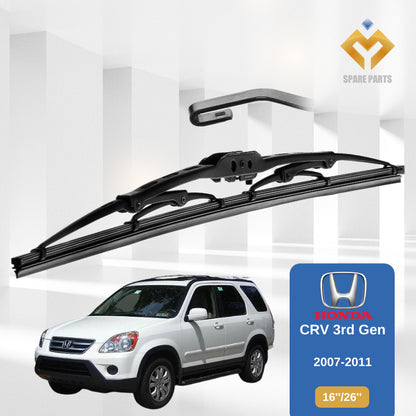 Honda CRV  3rd 4th 5th Gen 1set 16"+26"GradeA Premium Rubber Car Wiper Metal U Hook