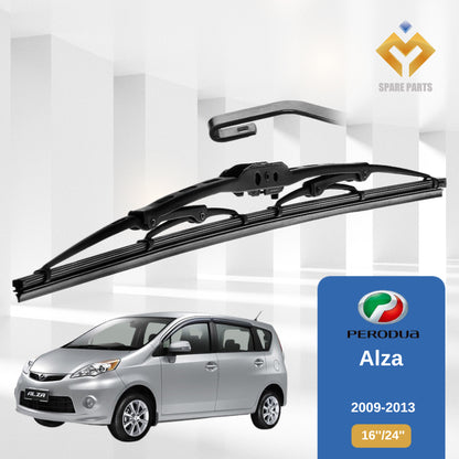 Perodua Alza 2009 2014 2018 2022FL 1set 16"+24" GradeA U Hook Premium Rubber Metal Car Wiper
