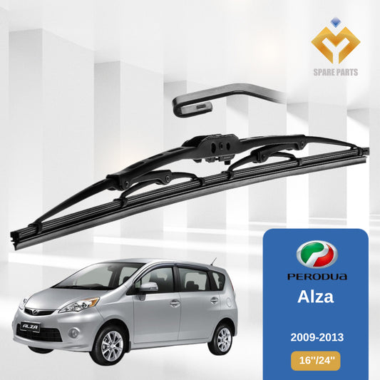 Perodua Alza 2009 2014 2018 2022FL 1set 16"+24" GradeA U Hook Premium Rubber Metal Car Wiper