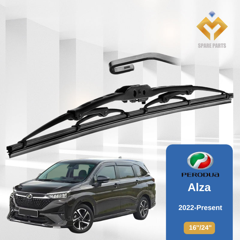 Perodua Alza 2009 2014 2018 2022FL 1set 16"+24" GradeA U Hook Premium Rubber Metal Car Wiper