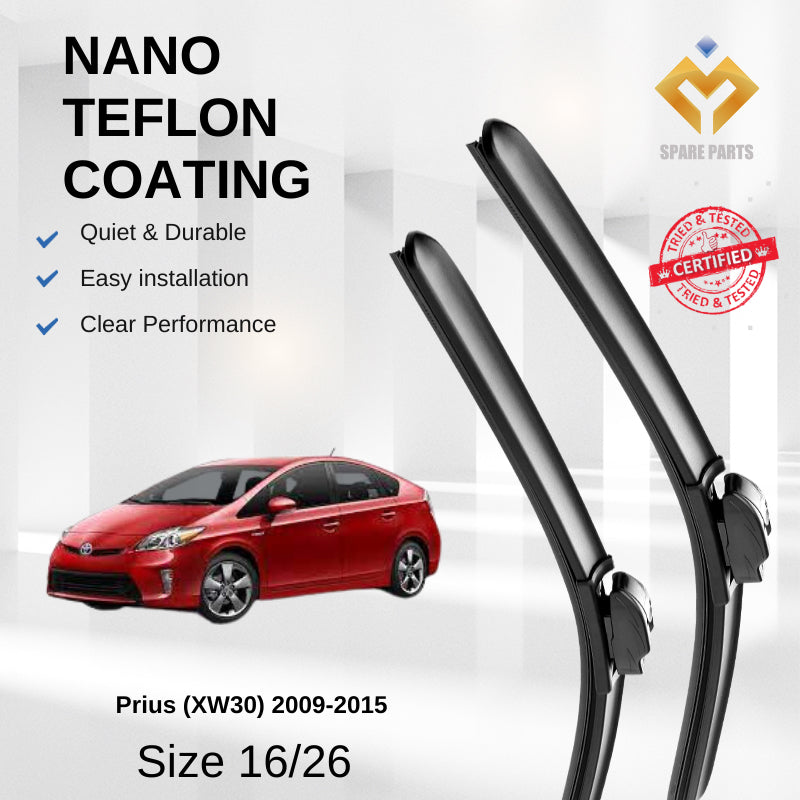 Toyota Prius XW30/XW50 Premium Quality Japan Nano Car Wiper 1set 16"+26" U Hook Free Microfibre Cloth