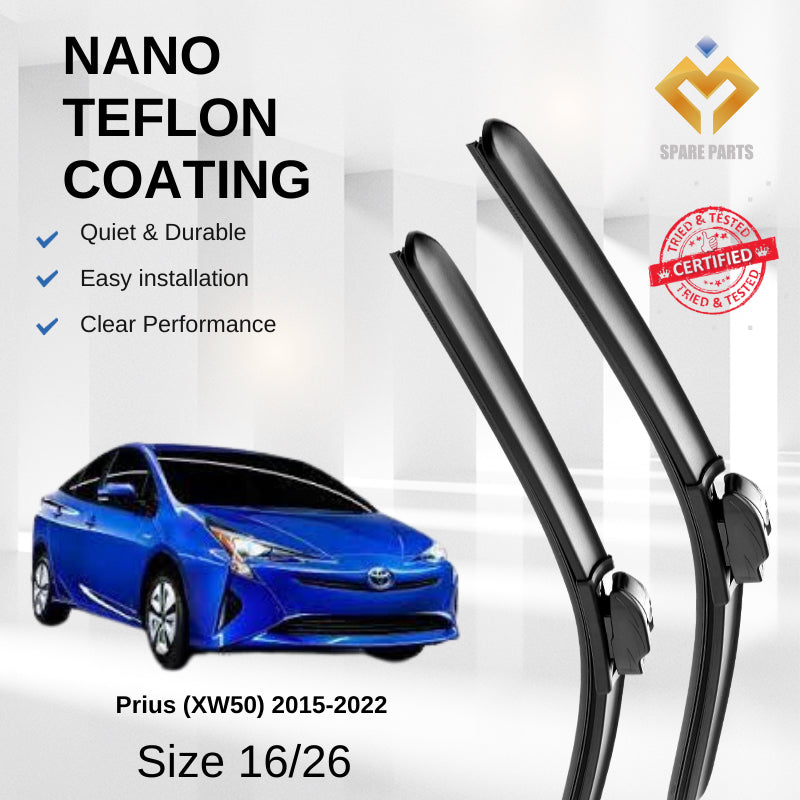 Toyota Prius XW30/XW50 Premium Quality Japan Nano Car Wiper 1set 16"+26" U Hook Free Microfibre Cloth