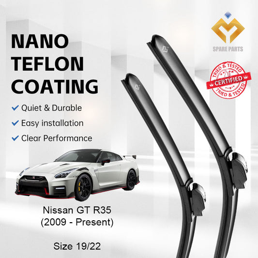 GTR R35 2009 Premium Quality Japan Nano Car Wiper 1set 19"+22" U Hook Free Microfibre Cloth