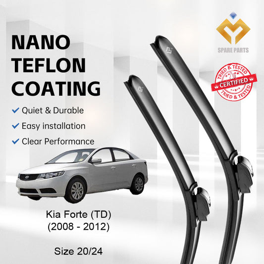 Kia Forte Forte Coup 1st Gen TD  2008 Premium Quality Japan Tech Car Wiper 1set 20"+24" U Hook Free Microfibre Cloth